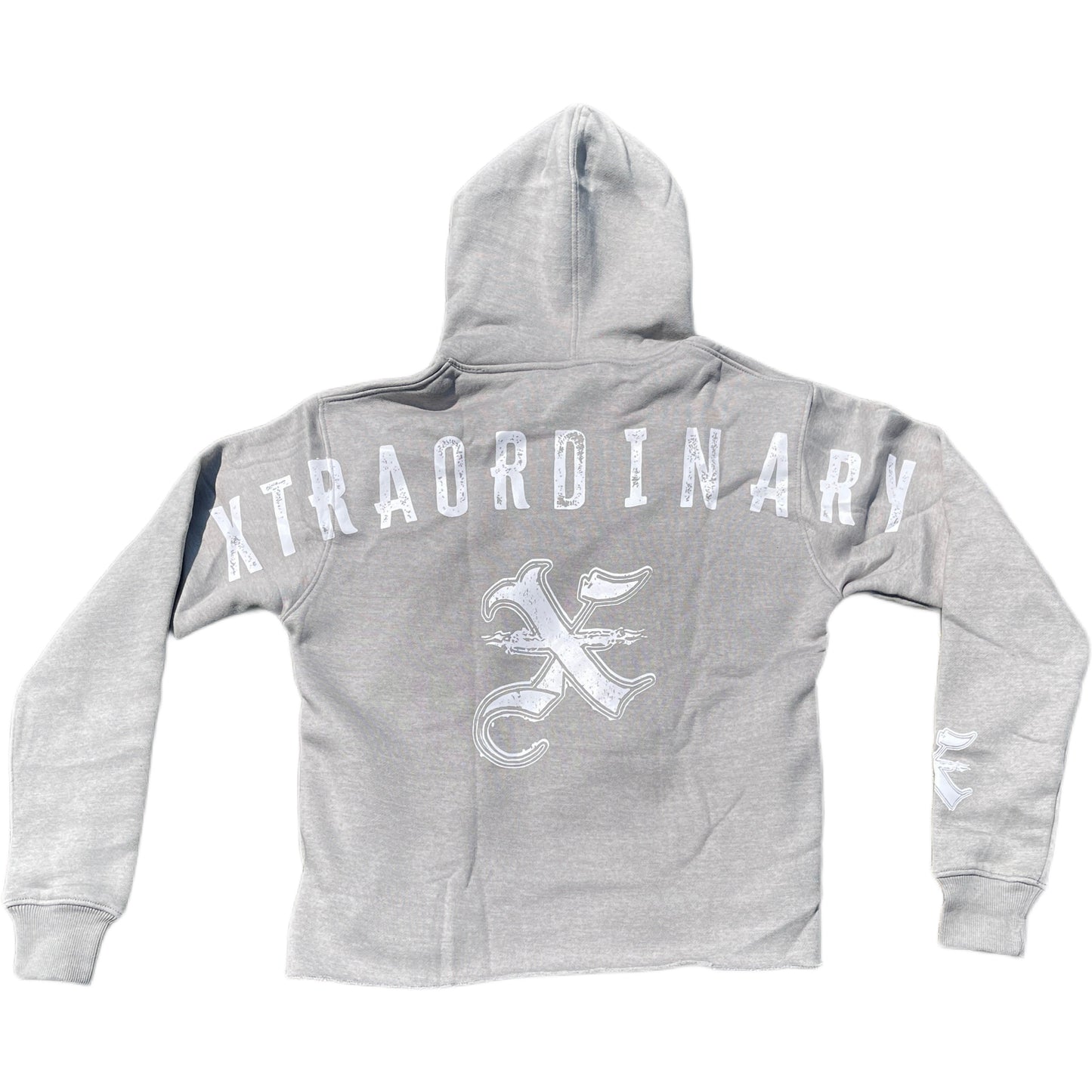 “XTRAORDINARY” Cropped Hoodie Gray