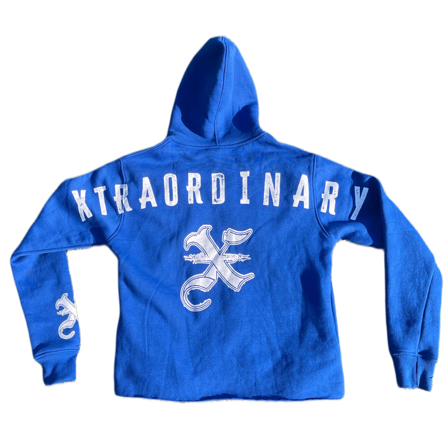 “XTRAORDINARY” Cropped Hoodie Blue