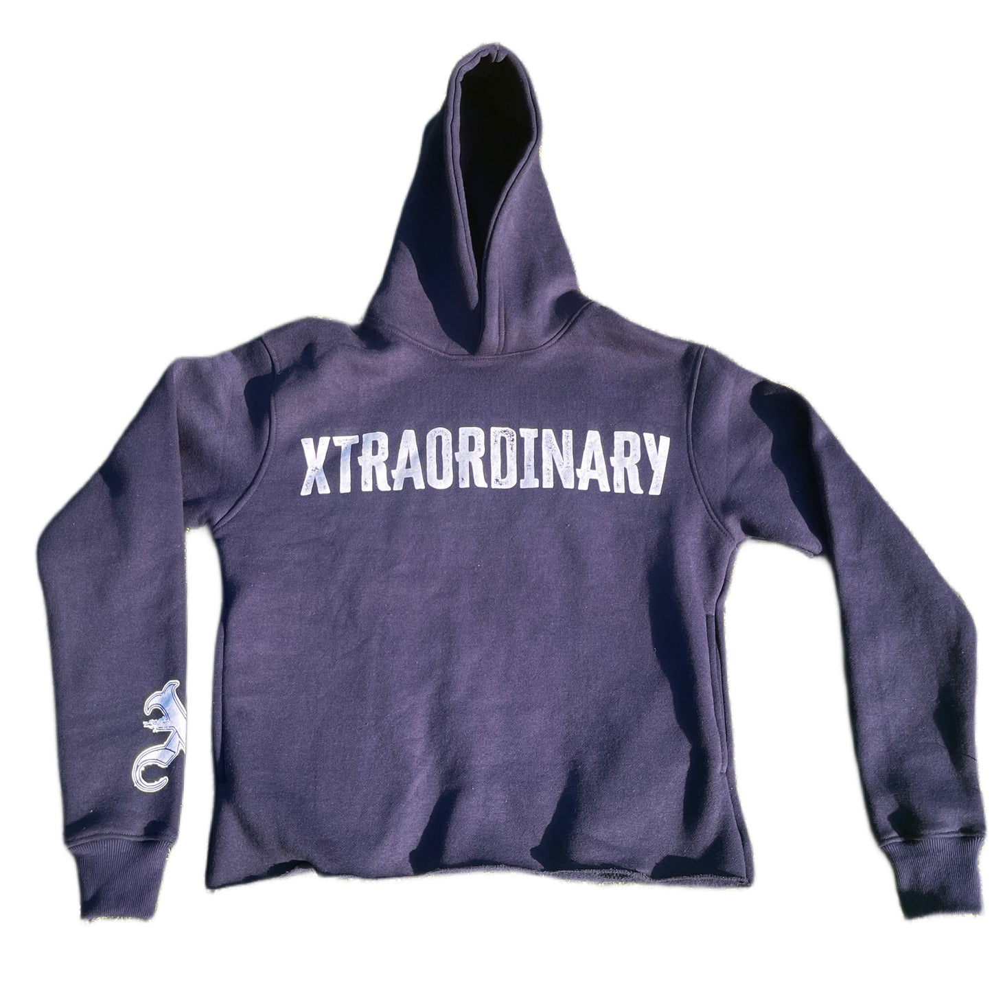 “XTRAORDINARY” Cropped Hoodie Navy Blue