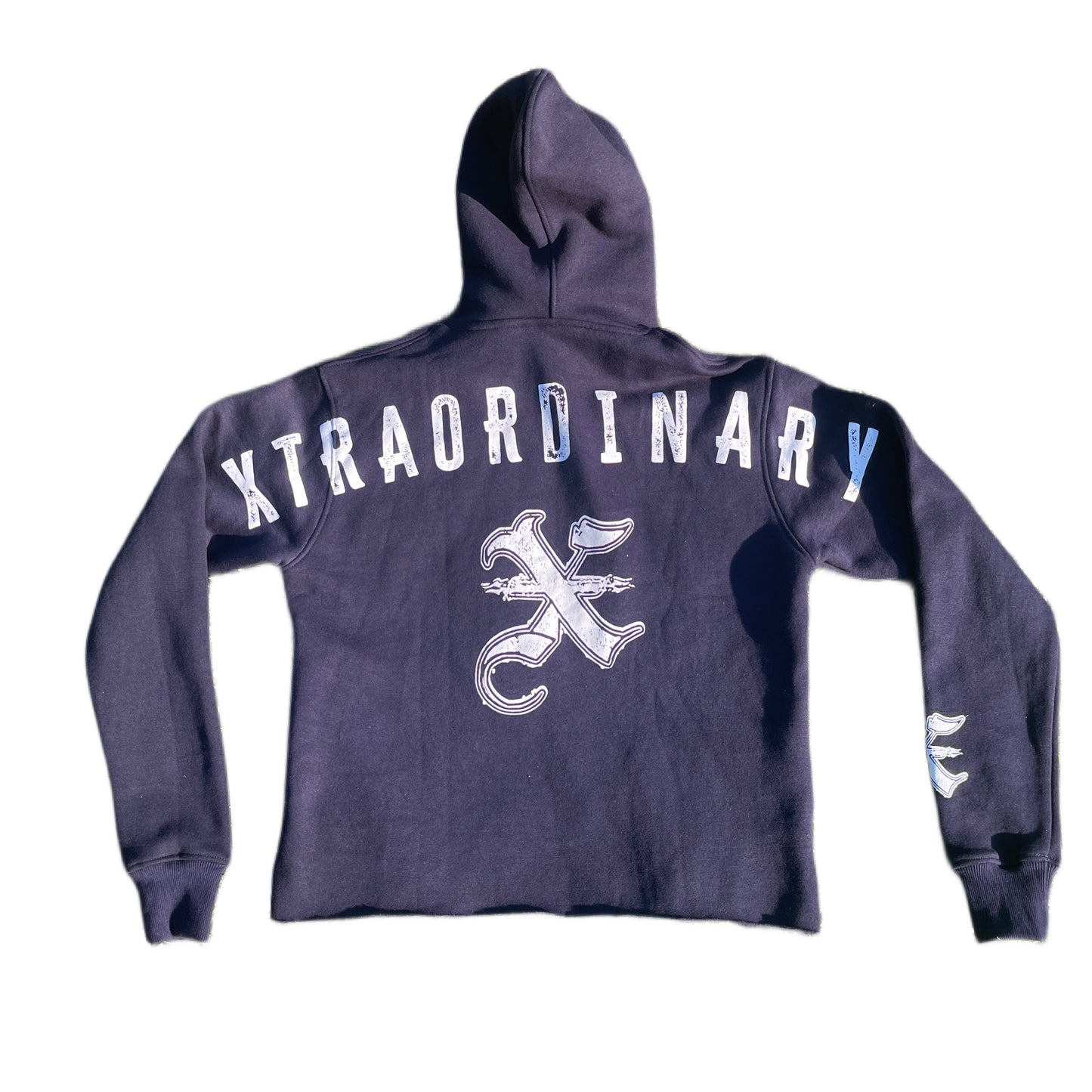 “XTRAORDINARY” Cropped Hoodie Navy Blue