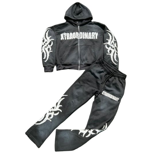 Distressed Zip-Up Set